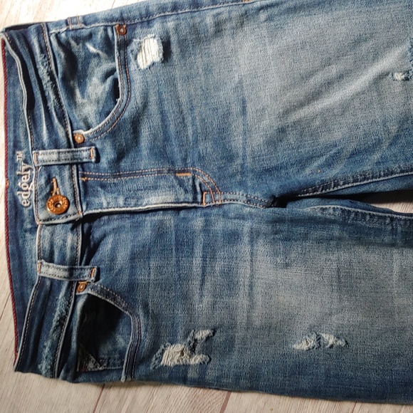 Edgely High Rise Straight Leg Distressed Jeans Short Length - Picture 2 of 10